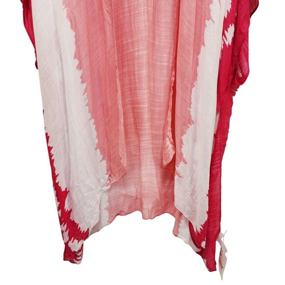 Tie Pink White Kimono Cardigan Open Front Lightweight Cover-Up One SZ Womens - Picture 6 of 6